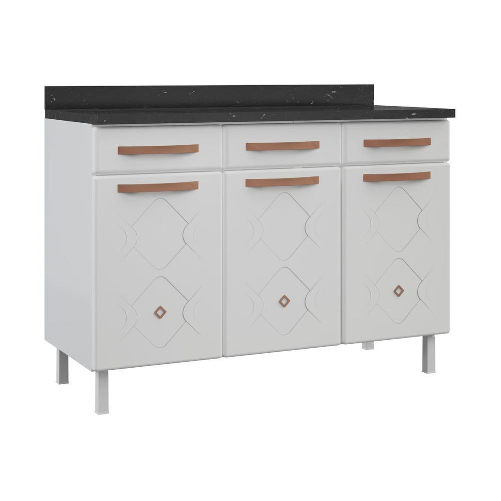 Balcão de Cozinha de Aço Triplo com Tampo Regina Multimóveis CR6125 Branco em Oferta na Shopee