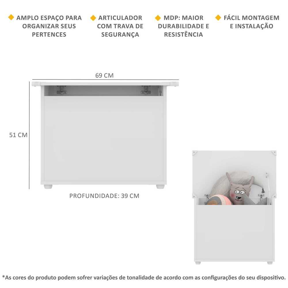 Detalhes do Caixa de Brinquedos Baú Organizador Multimóveis FG2315 Branco