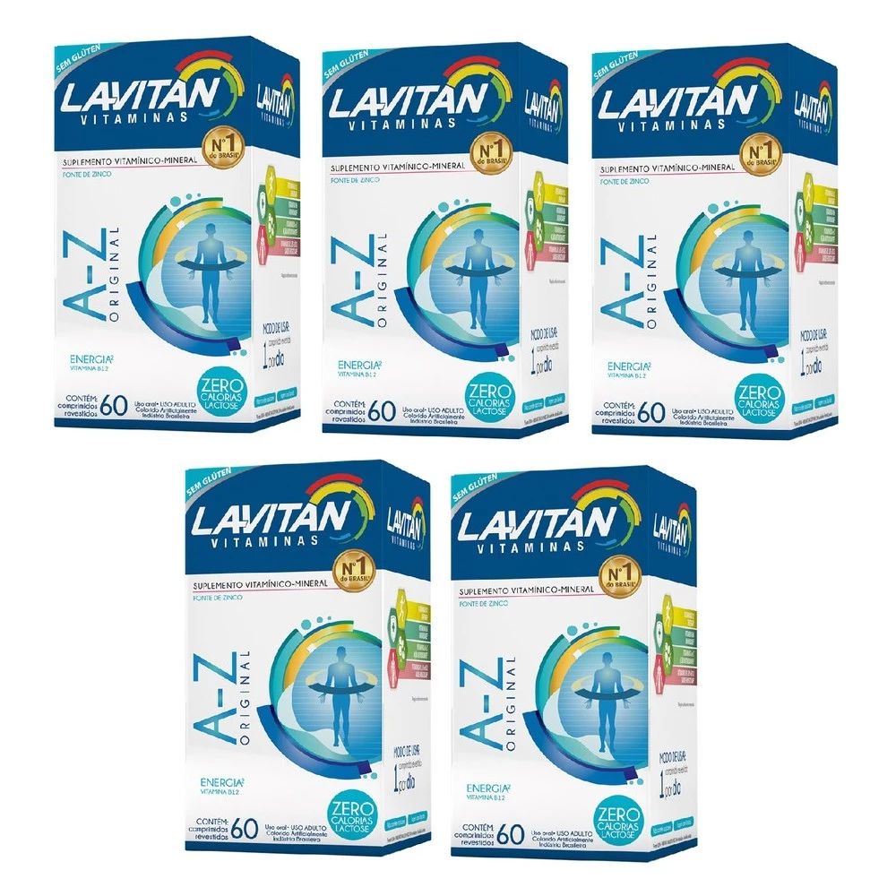 Kit 5 Lavitan A-z de 60 Comp Cimed