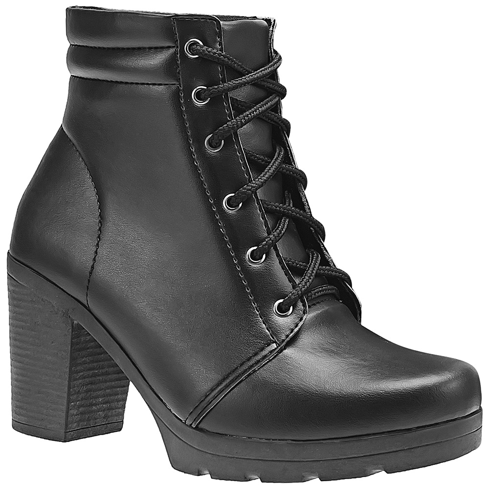 Bota Coturno Salto Grosso Moda Feminino Tratorado Blogueira - Women Shoes