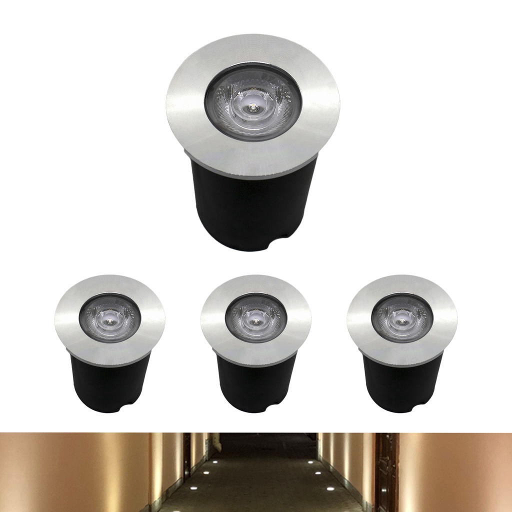 Kit 4 Balizador  Led Embutir Spot Chão Piso Jardim 1w Quente em Oferta na Shopee
