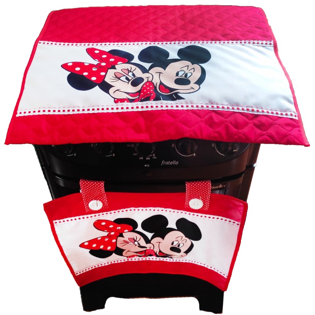 Capa Fogão Kit 2 Peças 4 e 6 Bocas Minnie E Mickey Cozinha