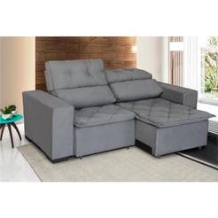 Sofá Retrátil e Reclinável 2 Lugares Soft Slim 1,50m Pluma Cinza