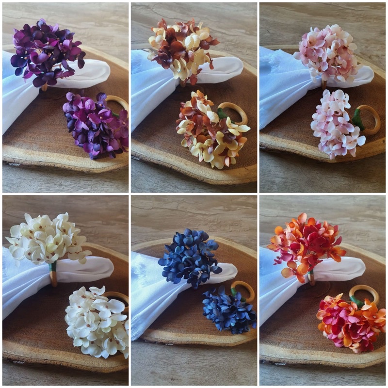 kit Argolas Porta-guardanapos Hortensias em Oferta na Shopee