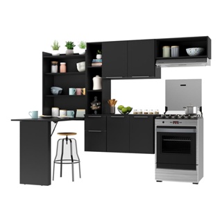 Cozinha Compacta com Mesa Dobrável MP2007 Sofia Multimóveis Preta em Oferta na Shopee