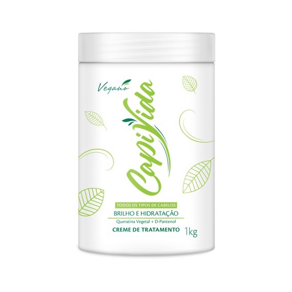 Creme de Tratamento CAPIVIDA 1KG Brilho e Hidratação Vegano Sem Parabenos Sem Corantes.