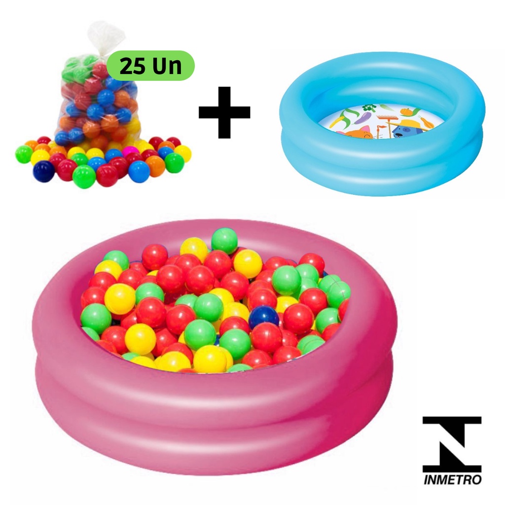Piscina Inflável Infantil Redonda 60 Cm 21 Litros + 25 Bolinhas Coloridas Bebê Criança Rosa Azul Amarela Piscina Praia Jardim em Oferta na Shopee