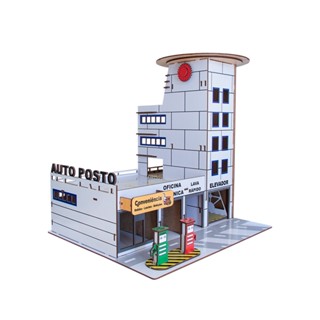 Mini Posto De Gasolina, Garagem Mdf Adesivado