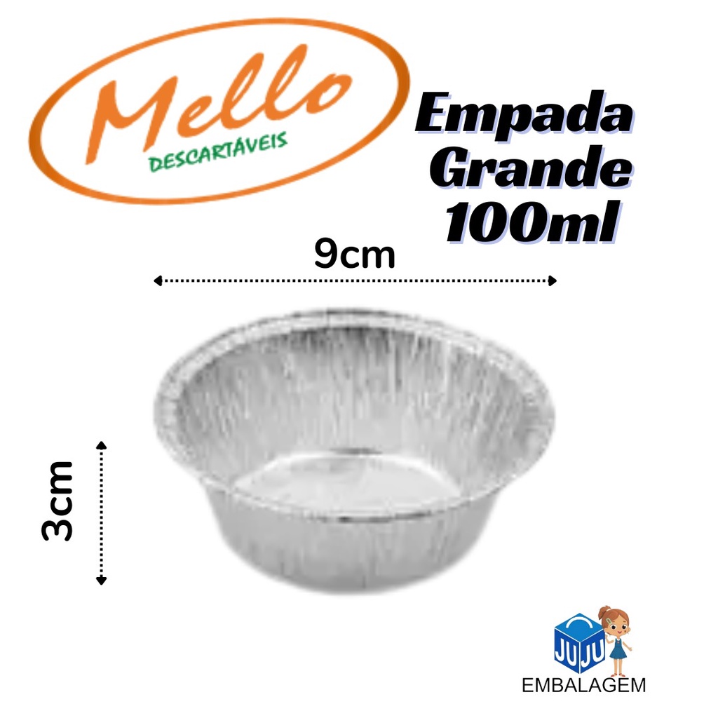 100UN Assadeira Alumínio Descartável Empada Grande 100ml Mello