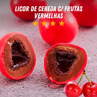 Drageado Licor de Cereja com Chocolate Sabor Frutas Vermelhas - P&P