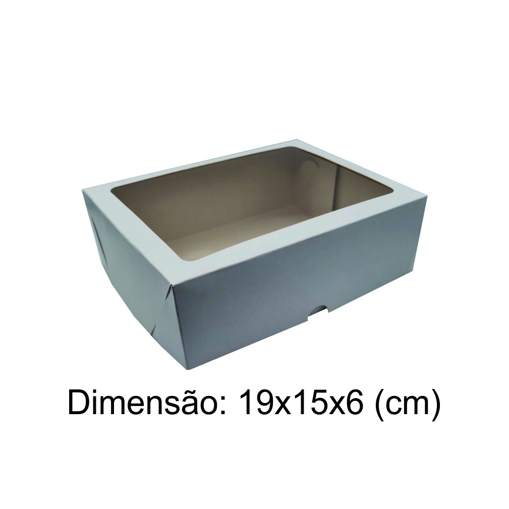 Caixa De Presente Visor Branca - 19x15x6 (cm) - 30 Unidades
