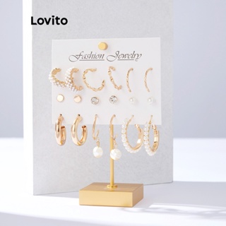 Lovito 9 Pçs Brinco de Metal Elegante com Glitter e Pérolas Pom Pom de Metal L34AD068 (Dourado) em Oferta na Shopee