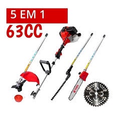 Roçadeira Multifuncional 63cc 5 Em 1 Profissional com Lâmina Sabre Motopoda Aparador Cerca viva