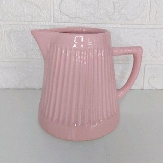 Leiteira frisada 1 litro Cerâmica Rosa bb