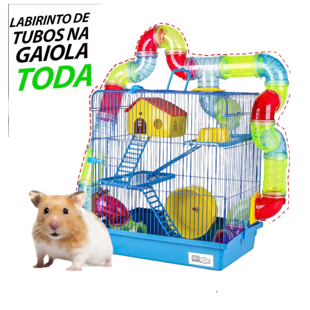 Gaiola hamster 3 andares labirinto Tubo