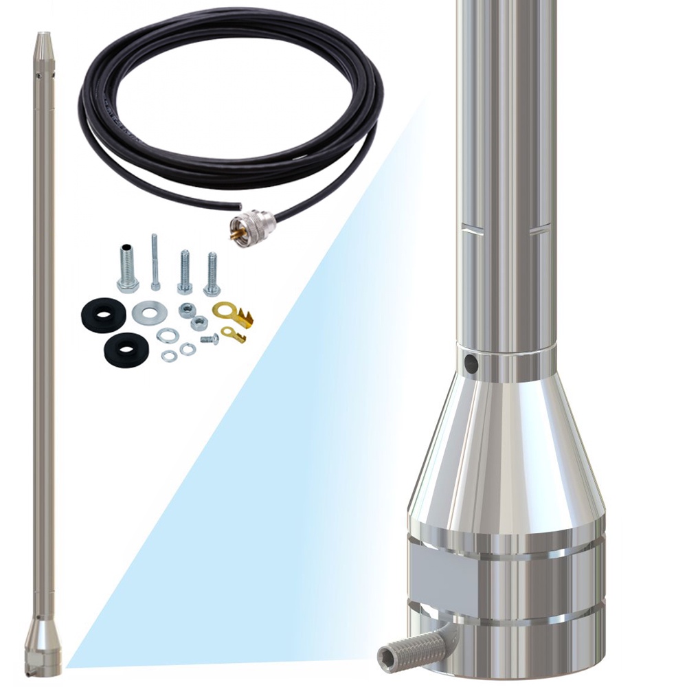 Prolongador Alongador Inox 60cm Haste Vareta Maria Mole + Cabo Coaxial 5,5 Metros + Kit Parafusos Anti-furto