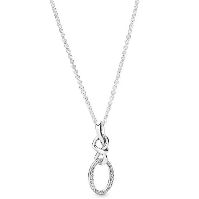 Colar pando0ra Prata Charm Knotted Heart Pendant Necklace (Corrente Ajustável) Presente w87k