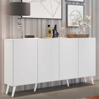 Aparador Buffet 4 Portas com Pés Retrô Veneza Multimóveis Branco em Oferta na Shopee