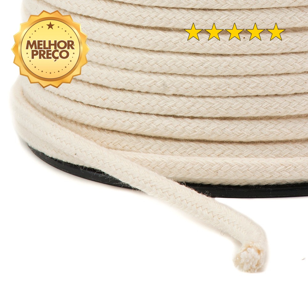 Cordão de Algodão 5mm ou 6mm Cru 3m São José - Ideal para Macramê, Artesanato e DIY em Oferta na Shopee