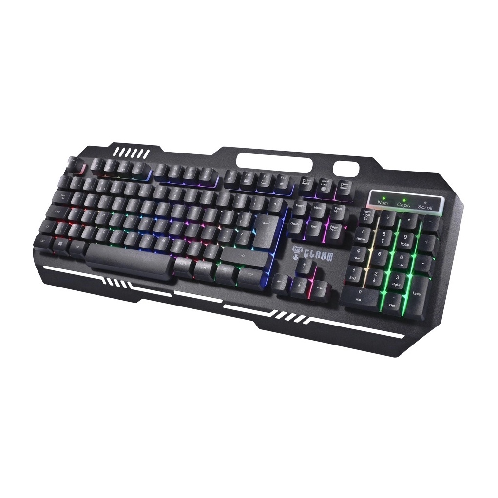 Teclado Gamer CL-TM8153 CLANM USB Led Rainbow Preto Membrana 12 Telas Multimídia 1,5m