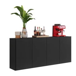Aparador Buffet Suspenso Multimóveis Veneza 4 Portas FG3594 Preto