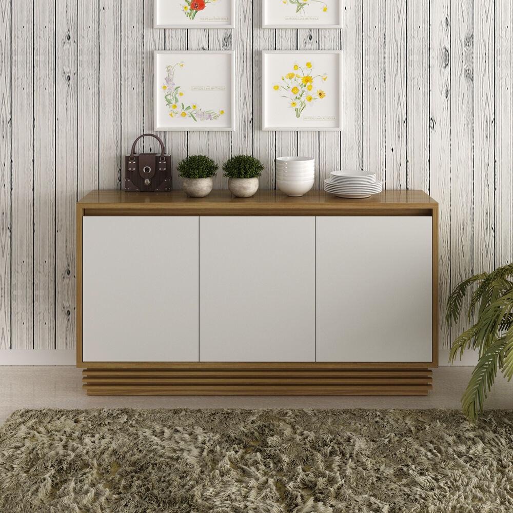 Aparador Buffet 3 Portas 1 Gav Multimóveis CR50005 Natural/Off White em Oferta na Shopee