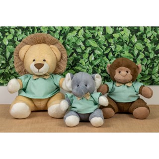 Trio Safari Provence Pelúcia Misto Elefante Macaco Leão Criança Decoração Nichos 3 Unidades