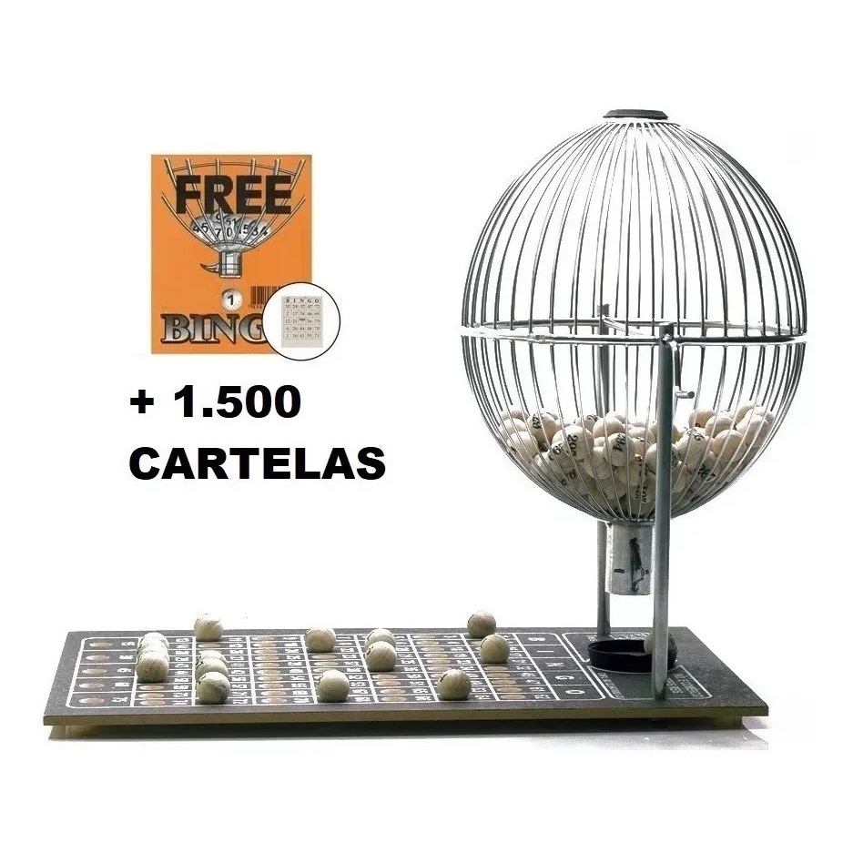 Bingo Globo Cromado Nº3 Completo C/ 1.500 Cartelas - Treis Reis