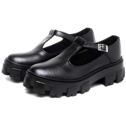 Sapato Tratorado Dubuy Feminino Mocassim Boneca Preto Fosco Mary Jane 1415FG