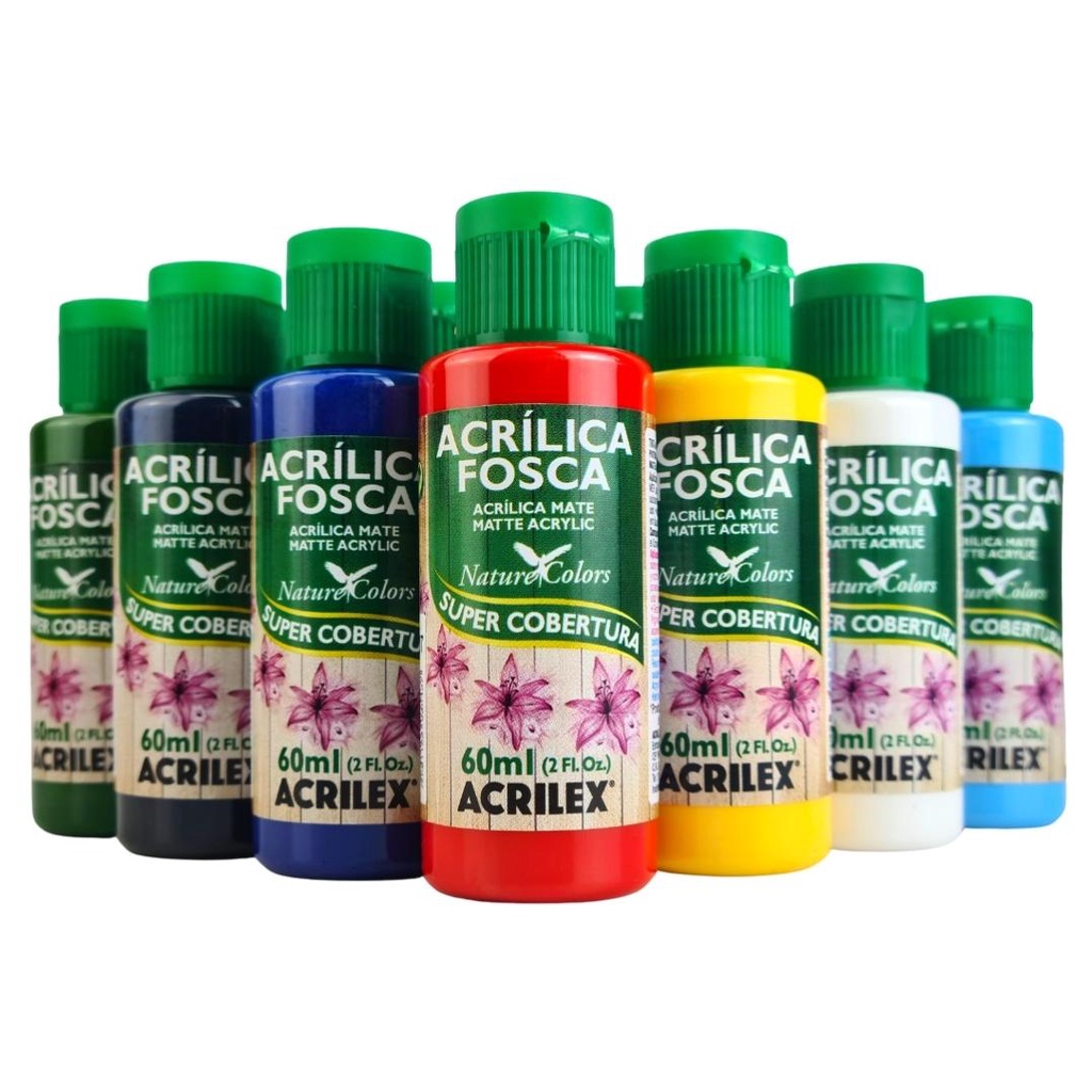 Tinta Acrilica Fosca Acrilex Kit com 12 Unidades Nature Colors 60ml Impressão 3D Escolha as Cores Tinta Acrilica Fosca Acrilex Kit com 12 Unidades Nature Colors 60ml Impressão 3D Escolha as Cores