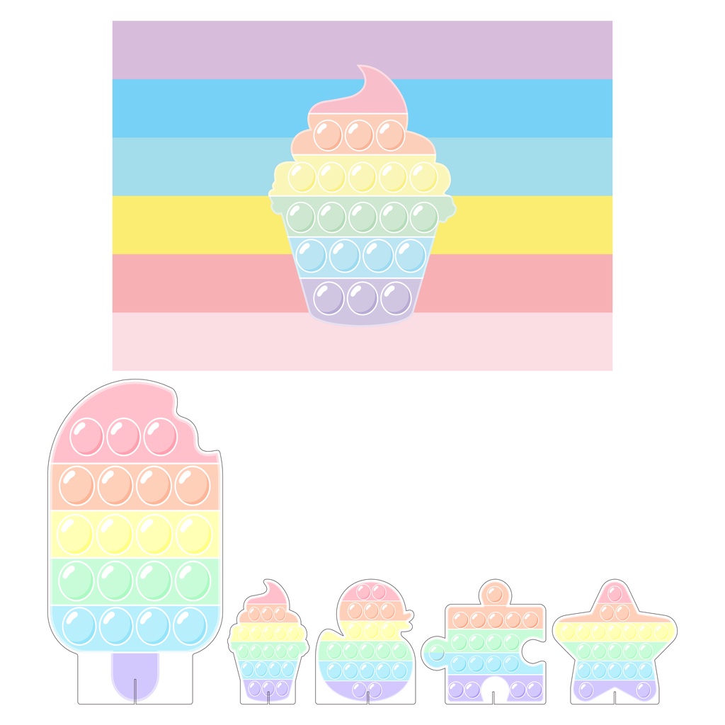 Mini Kit Display + Painel Festa Infantil Pop It Candy Color DK