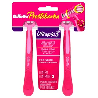 Aparelho De Depilar Prestobarba Ultragrip 3 Feminino - 2 Unidades