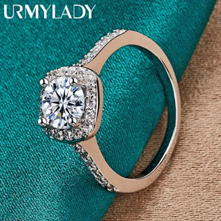 URMYLADY 925 Prata Esterlina Quadrado AAA Zircônia Charme 7-10 # Anel Para Noivado De Casamento Feminino Jóias Da Moda