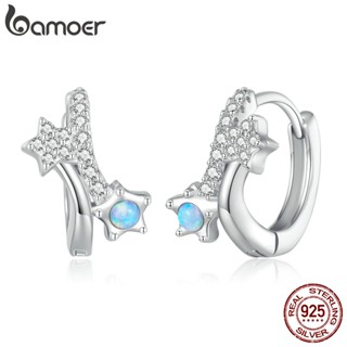 Brincos Bamoer 925 Prata Estrela Ganchos Orelha Cravo Simples Joias Para Mulheres Presentes