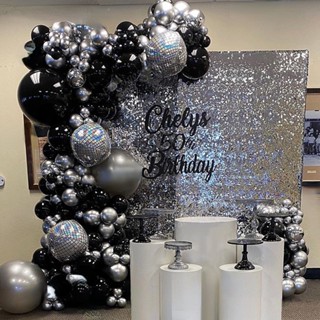 109pcs Black Silver Balloon Garland Arch Kit 4D Discoteca Balões De Hélio Para Aniversário De Casamento Dança 80 90S Decorações De Festa em Oferta na Shopee