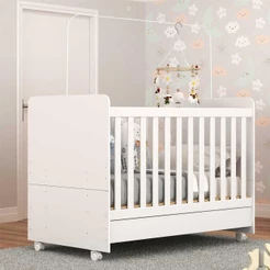 Berço Americano 3 em 1 com Rodízios para Colchão 70 x 130 cm Multimóveis Pimpolho FG0504B Branco