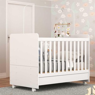 Berço Americano 3 em 1 com Rodízios para Colchão 70 x 130 cm Multimóveis Pimpolho FG0504B Branco em Oferta na Shopee