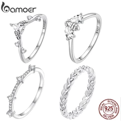 Bamoer Anéis De Dedo Simples Zircon Para Jóias De Moda De Casal Feminino E Feminina