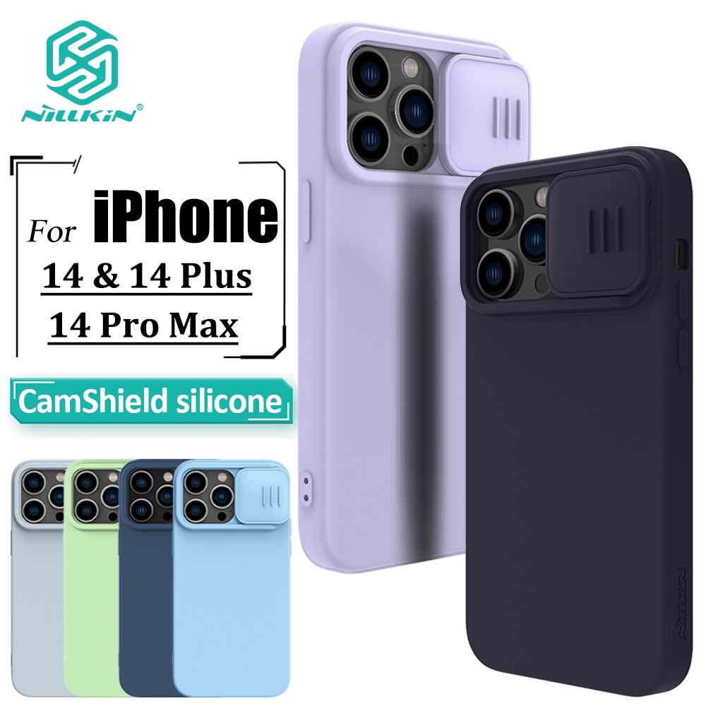 Capa De Silicone Líquido Nillkin Para iPhone 14 Pro Max 14 14 Plus CamShield Silky Phone Traseira À Prova De Choque Câmera - Mobile & Gadgets