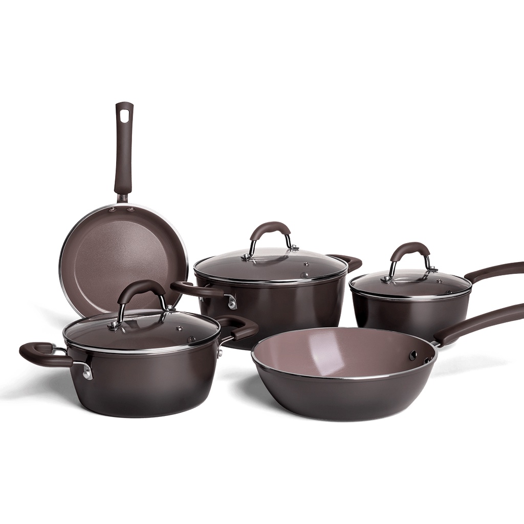 Jogo de Panelas com Fundo de Indução Brinox Ceramic Life - Select 5 Peças Carbono em Oferta na Shopee