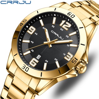 CRRJU Relógios Masculinos Marca Original Aço Inoxidável Ouro Luxo Moda Negócios Esportes Quartzo Impermeável 5003 X em Oferta na Shopee