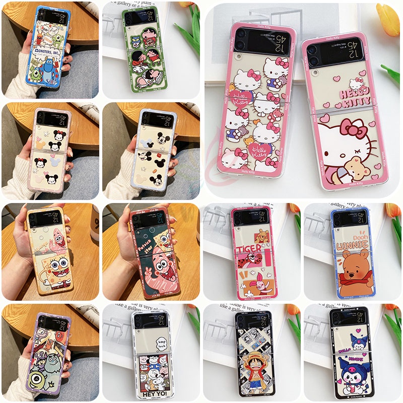 Fofo Desenho Animado Hello Kitty Gato Transparente Capa Samsung Galaxy Z Flip 4