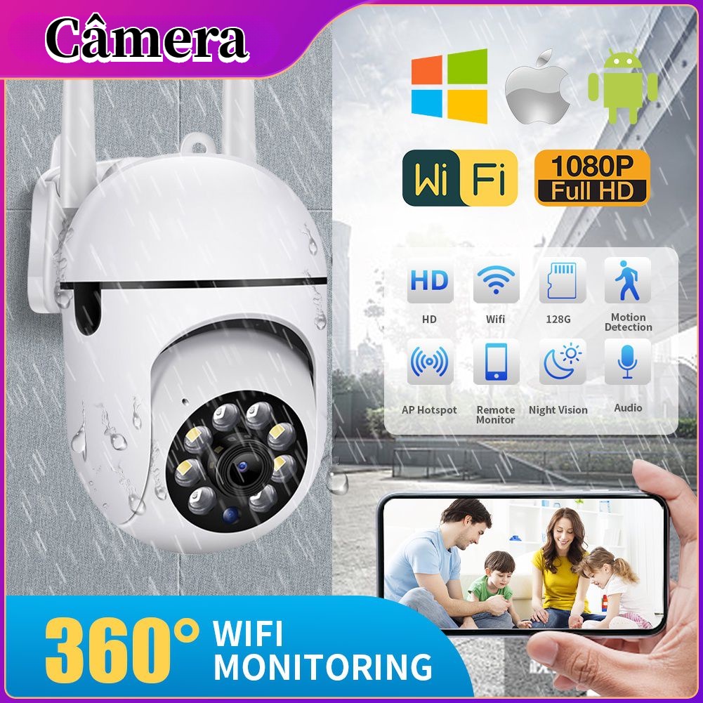 2022 K 360 ° 4 1080P HD Câmera IP Sem Fio Wifi À Prova D'água ...