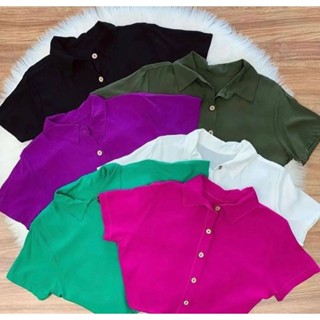 Camisa Cropped Social Feminino Duna Blusa Moda Feminina