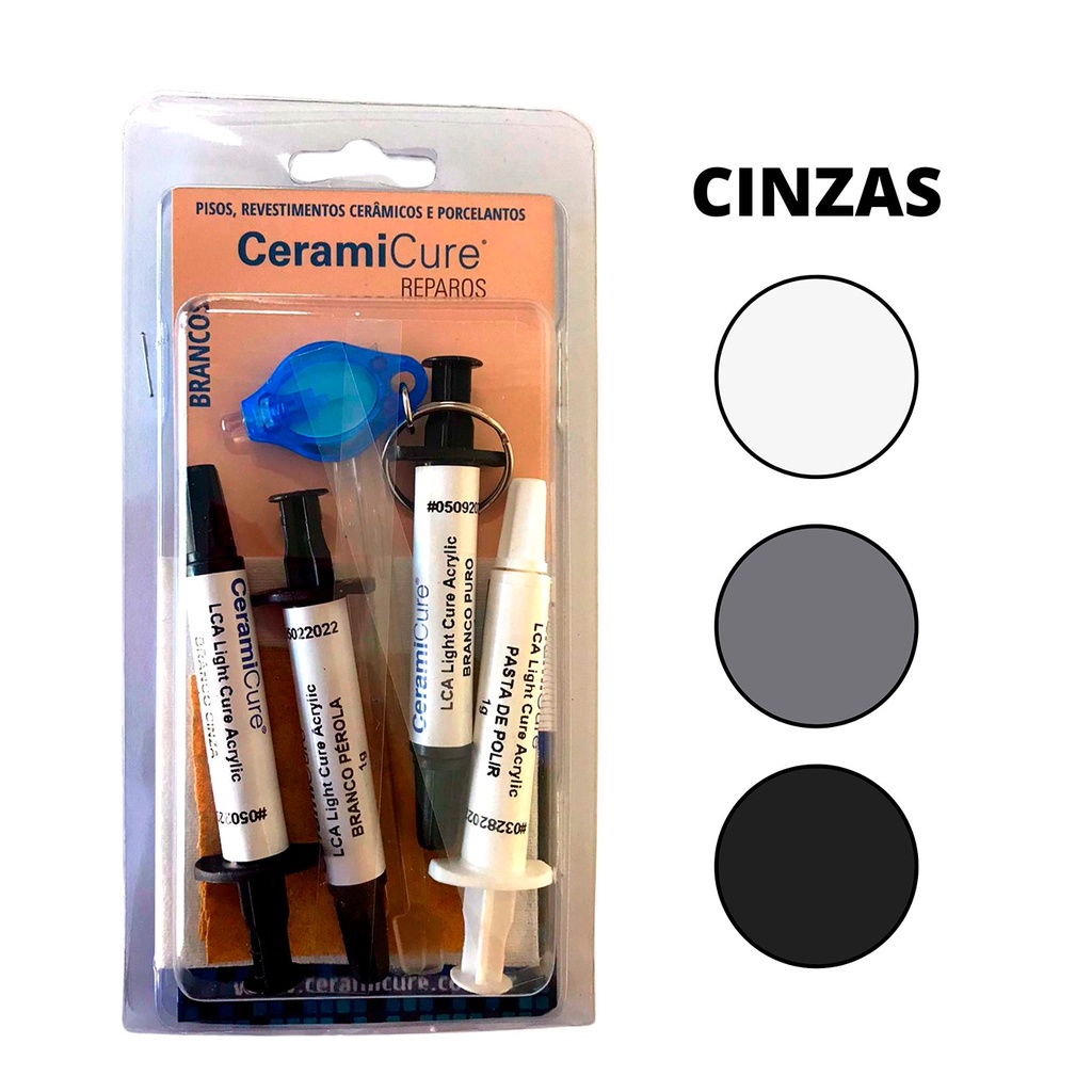Kit Tons Cinzas para Reparo em Pisos Cerâmicos, Porcelanatos e Revestimentos CeramiCure em Oferta na Shopee