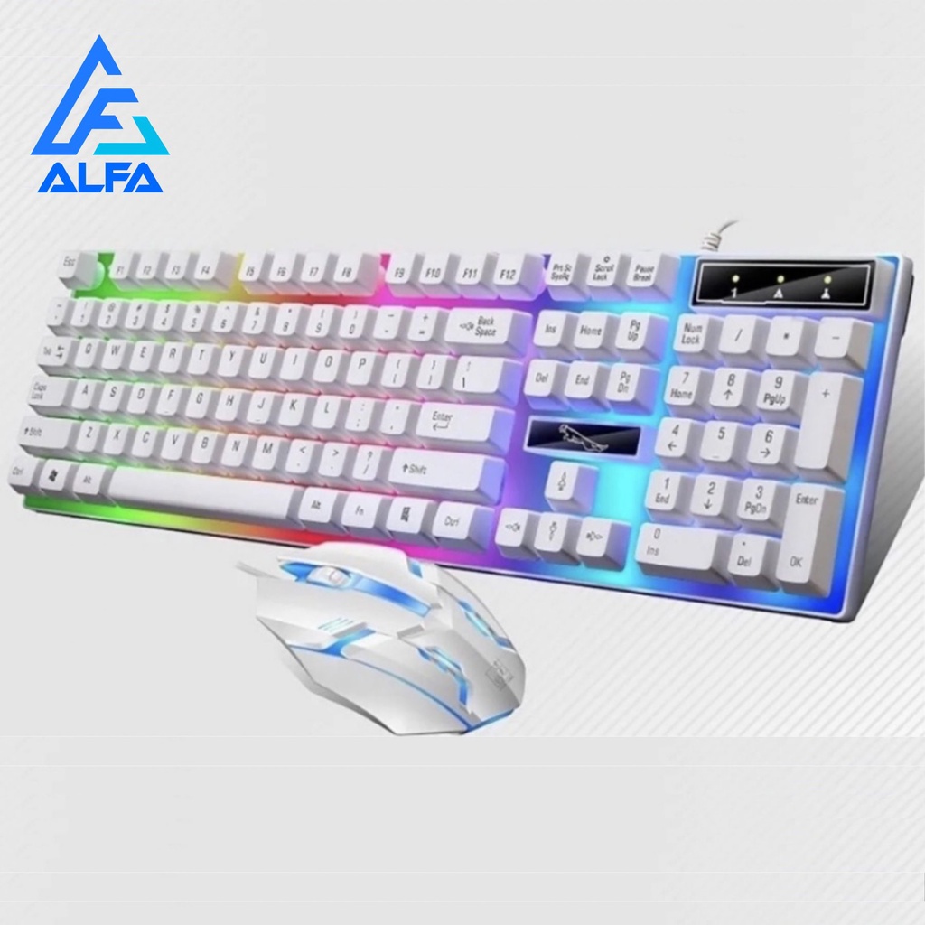 Kit Teclado Mouse Semi Mecânico RGB LED Gamer Jogo M400/M300 Tablet Com Fio