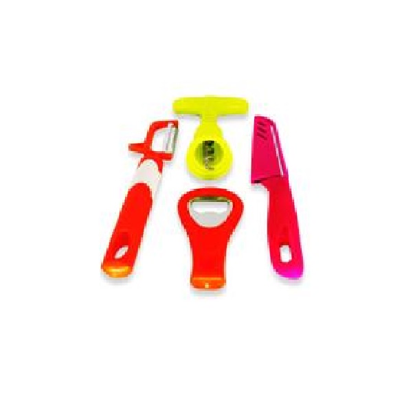 Kit 4 Peças- Faca / Descascador / Abridor de Lata / Saca Rolhas - Jogo de cozinha - Utensílios de Cozinha