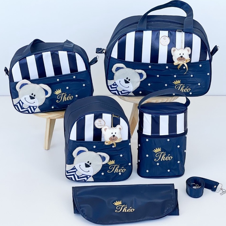 Bolsa Maternidade Personalizada 5 Peças Urso Príncipe