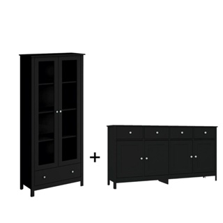 Cristaleira + Aparador Buffet Ditália E-954 + R-626 Preto em Oferta na Shopee