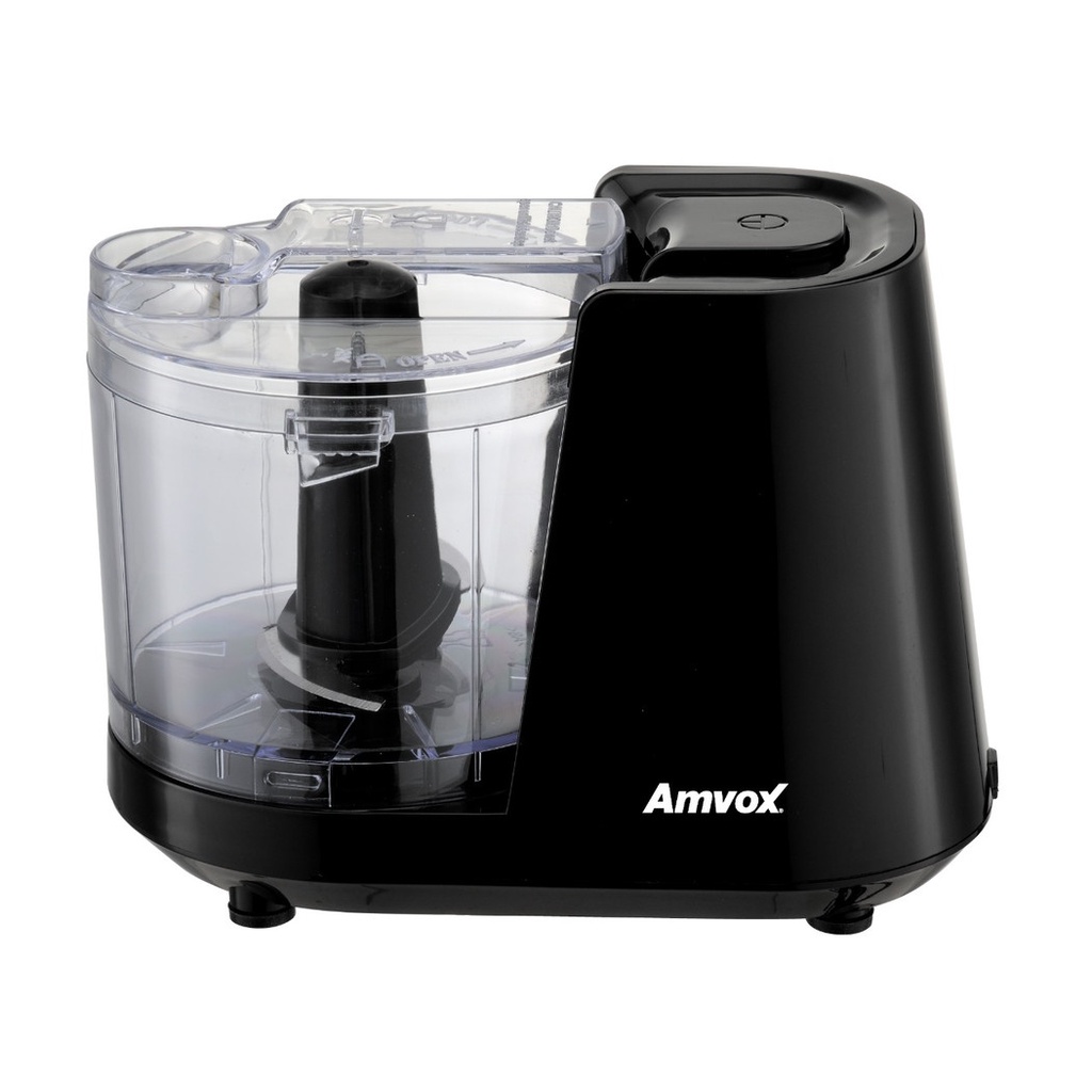 MINI PROCESSADOR ELÉTRICO E TRITURADOR DE ALIMENTOS AMVOX 7898649371727 1000W  2 LÂMINAS PRETO em Oferta na Shopee